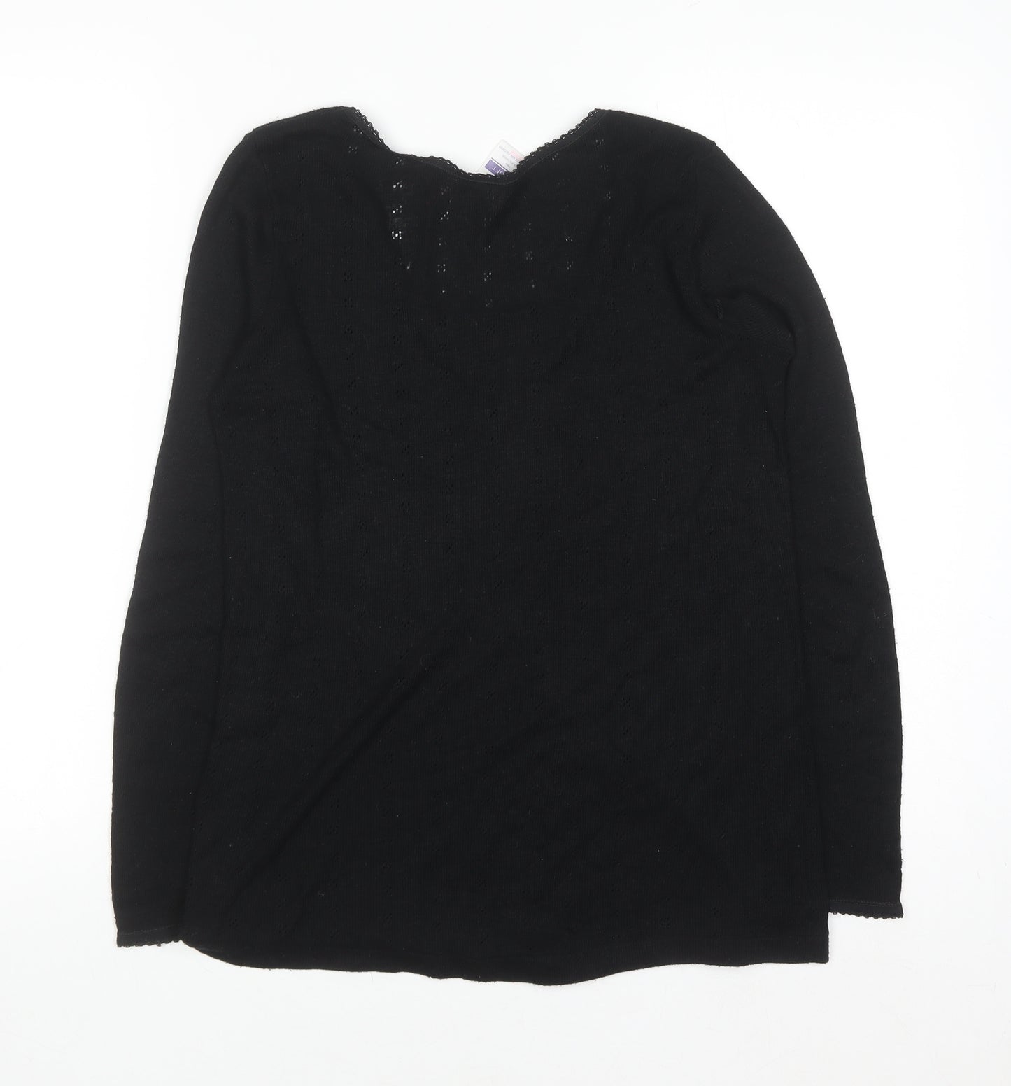 Brettles Women's Black Thermal Viscose Blend V-Neck Jumper Size L