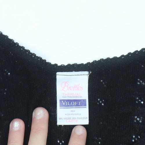 Brettles Women's Black Thermal Viscose Blend V-Neck Jumper Size L
