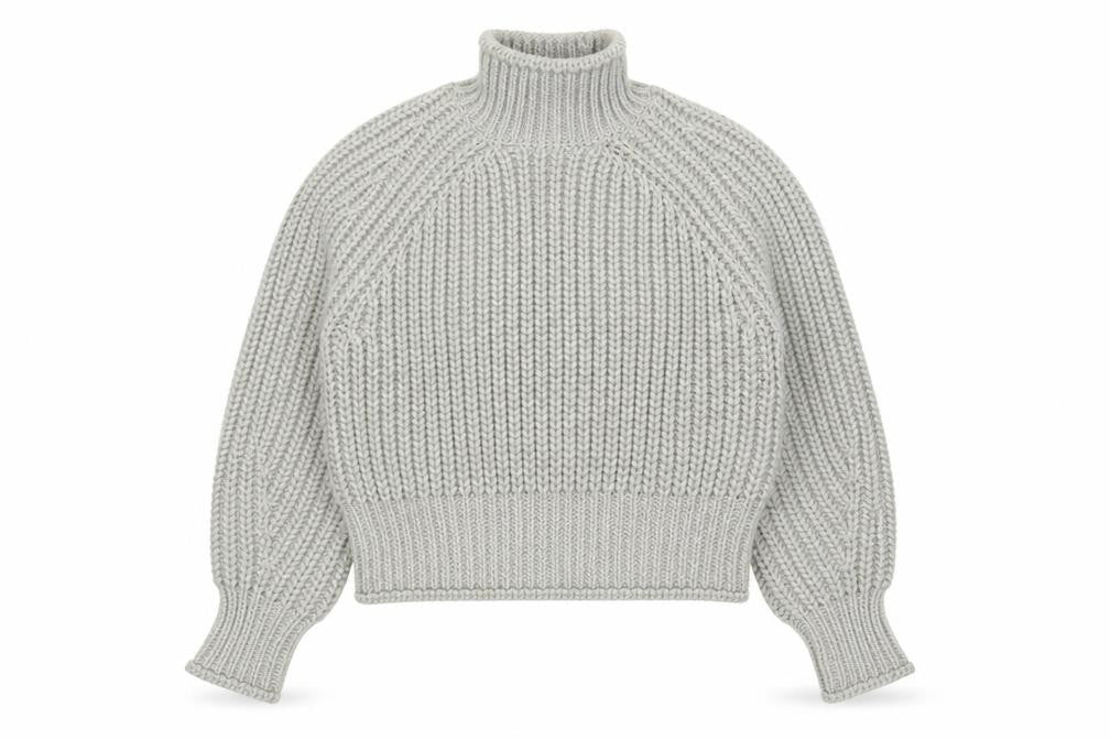 Front view of H&M Women Grey Chunky Knit Roll Neck Wool Blend Jumper, size 8