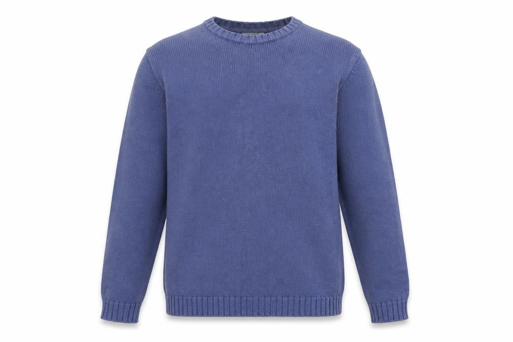 Front view of Marks & Spencer Men’s Blue Cotton Blend Crew Neck Jumper L