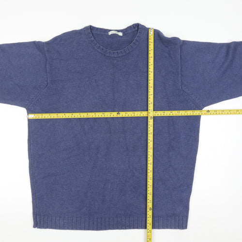 Marks and Spencer Men’s Blue Cotton Blend Crew Neck Jumper L