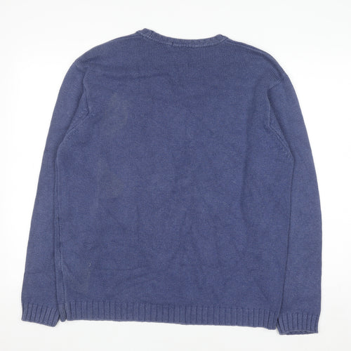 Marks and Spencer Men’s Blue Cotton Blend Crew Neck Jumper L