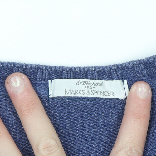 Marks and Spencer Men’s Blue Cotton Blend Crew Neck Jumper L