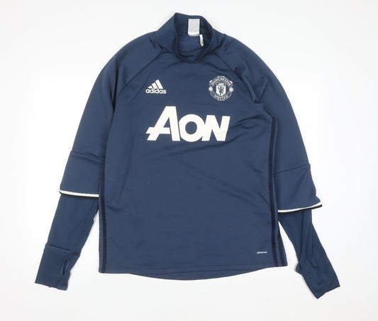Adidas Mens Blue Manchester United Training Sweatshirt L Athletic Fit