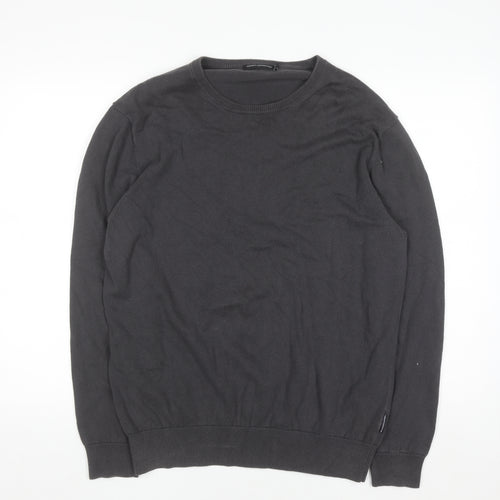 French Connection Men's Black XL Crew Neck Cotton Jumper
