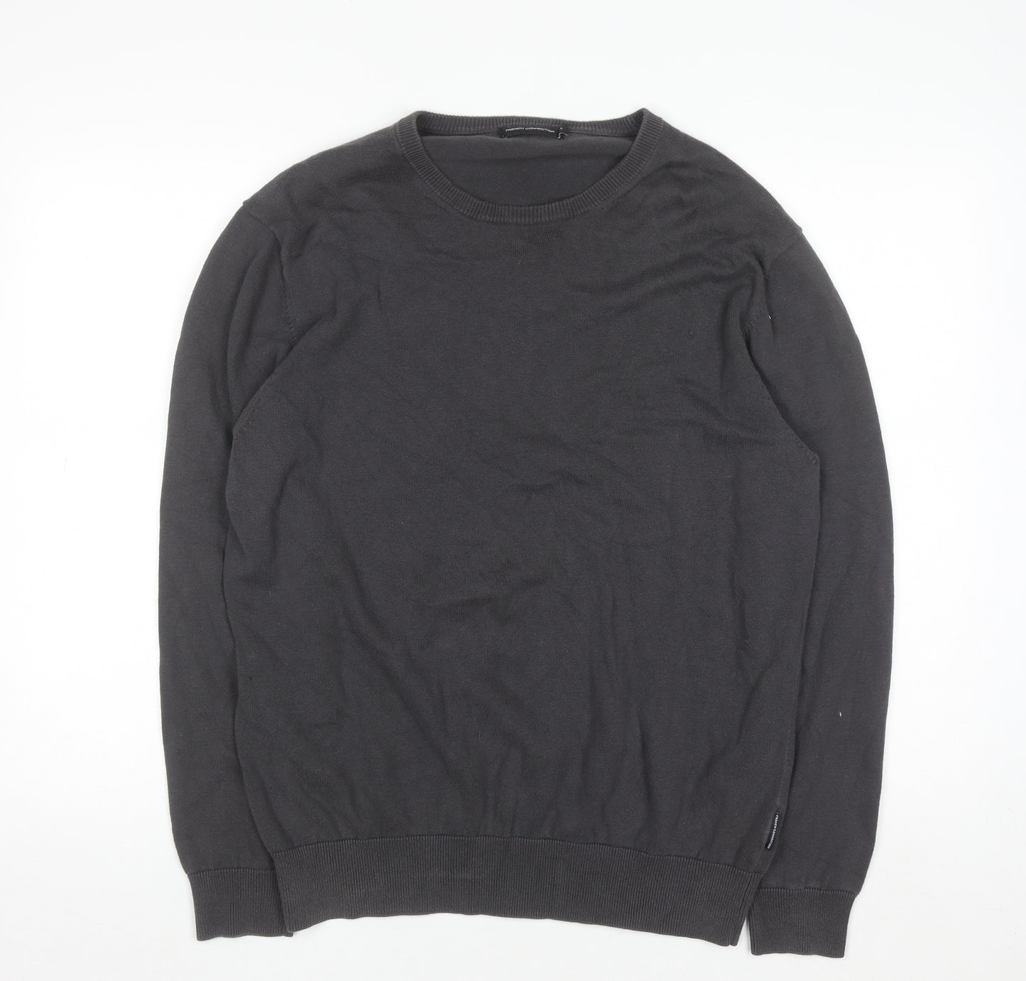 French Connection Men's Black XL Crew Neck Cotton Jumper