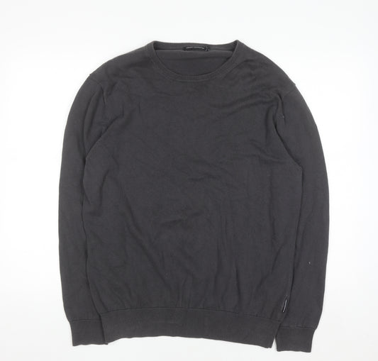 French Connection Men's Black XL Crew Neck Cotton Jumper