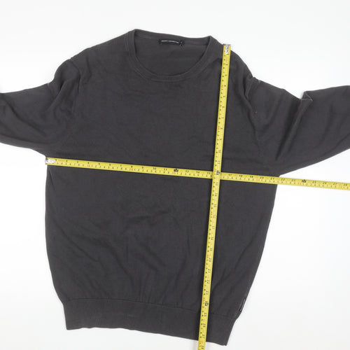 French Connection Men's Black XL Crew Neck Cotton Jumper