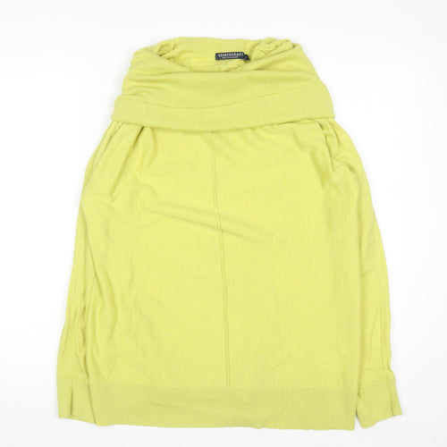 Sportscraft Women Yellow Merino Wool Silk Cowl Neck Pullover Jumper 7XL