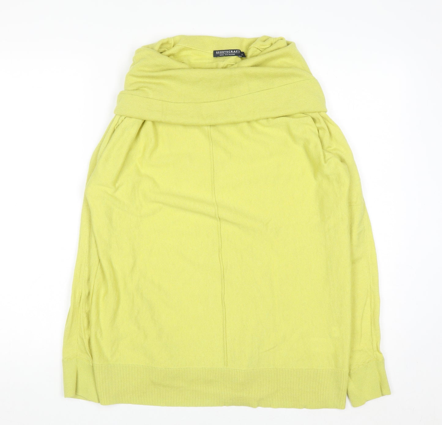 Sportscraft Women Yellow Merino Wool Silk Cowl Neck Pullover Jumper 7XL
