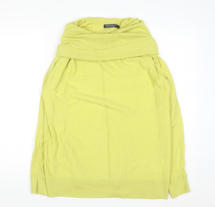 Sportscraft Women Yellow Merino Wool Silk Cowl Neck Pullover Jumper 7XL