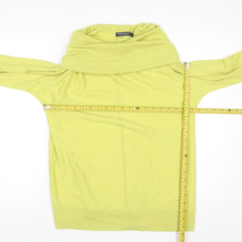Sportscraft Women Yellow Merino Wool Silk Cowl Neck Pullover Jumper 7XL
