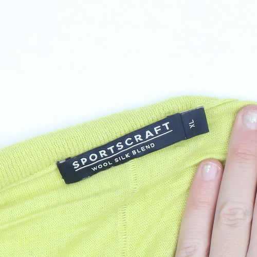 Sportscraft Women Yellow Merino Wool Silk Cowl Neck Pullover Jumper 7XL