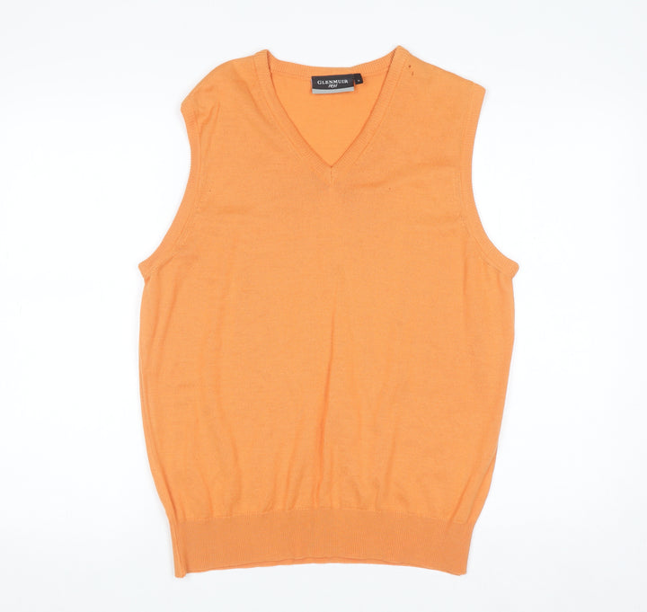 Glenmuir 1891 Men’s Orange Wool V-Neck Golf Vest Jumper Size S
