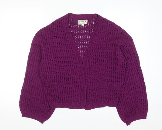 FatFace Women's Purple Cotton Open-Knit Cardigan UK 8