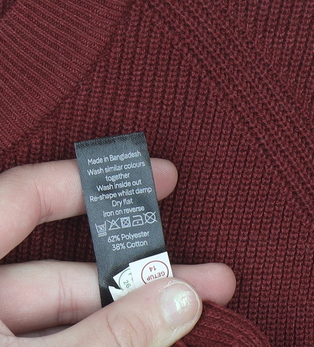 George Men's Red Cotton Blend Crew Neck Jumper Size M