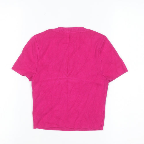 Zara Women Pink Short Sleeve Knit Pullover Jumper Size S