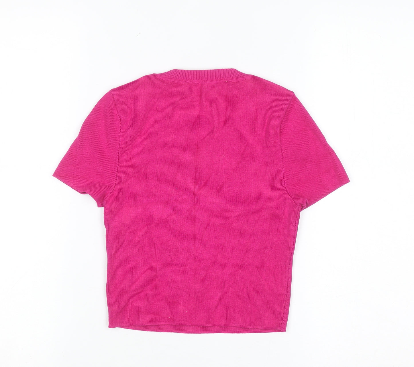 Zara Women Pink Short Sleeve Knit Pullover Jumper Size S