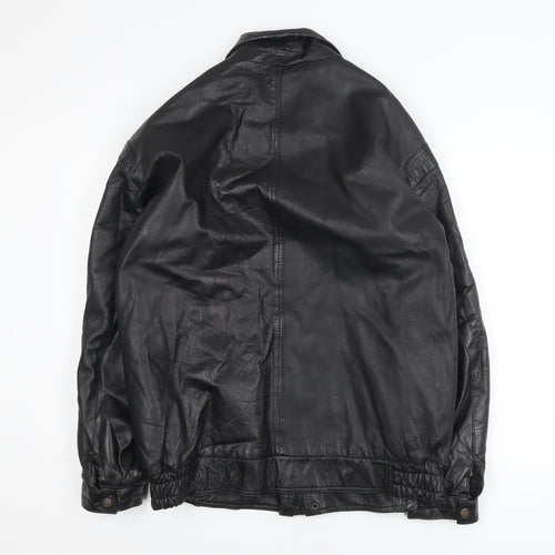 Opus Men's Black Leather Bomber Jacket M Classic Lined