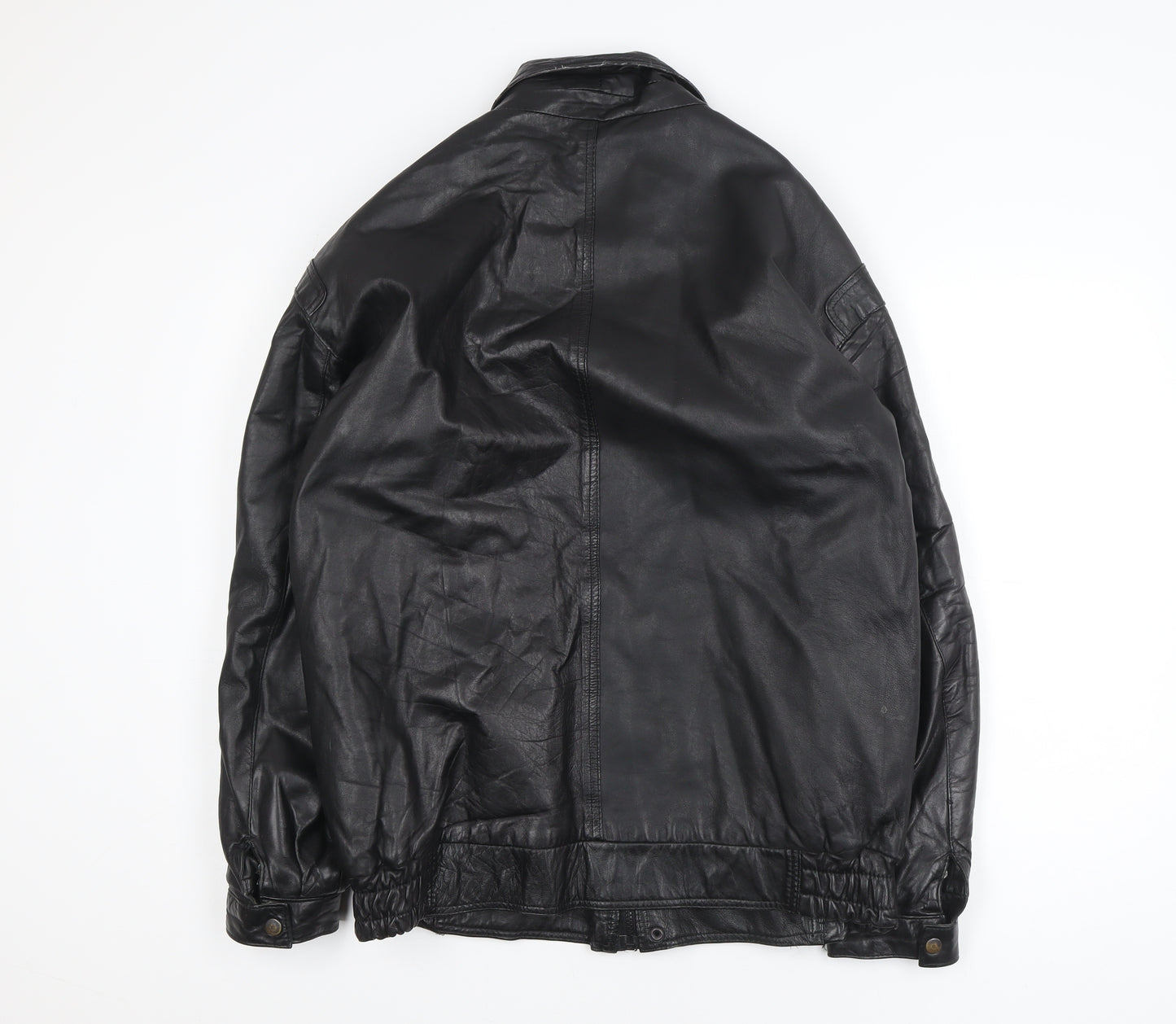 Opus Men's Black Leather Bomber Jacket M Classic Lined