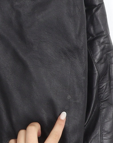 Opus Men's Black Leather Bomber Jacket M Classic Lined