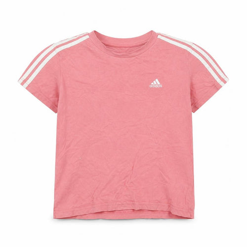Adidas Girls Pink XS Short Sleeve Crew Neck Cotton T-Shirt