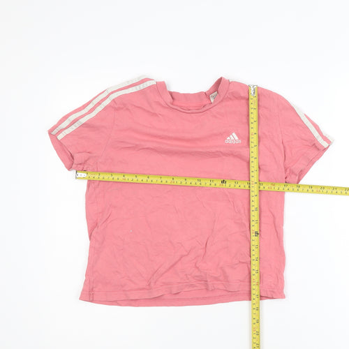 Adidas Girls Pink XS Short Sleeve Crew Neck Cotton T-Shirt