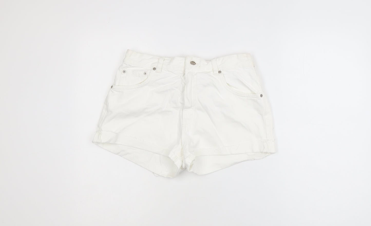 Pull&Bear Women White Denim Cut-Off Shorts Size 12