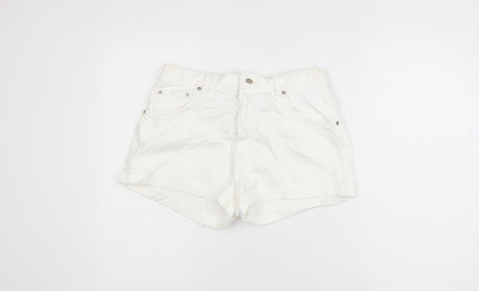 Pull&Bear Women White Denim Cut-Off Shorts Size 12