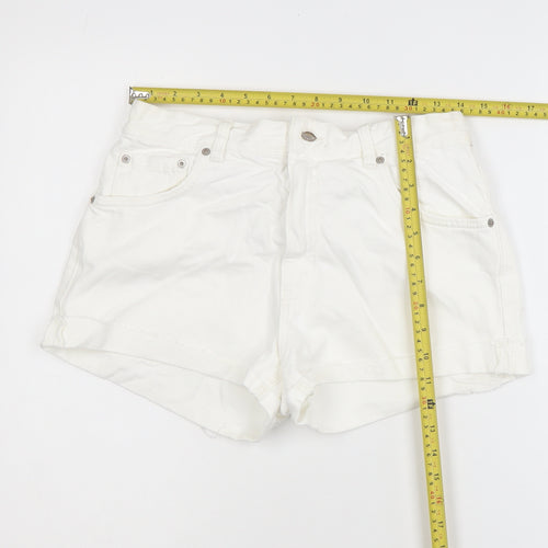 Pull&Bear Women White Denim Cut-Off Shorts Size 12