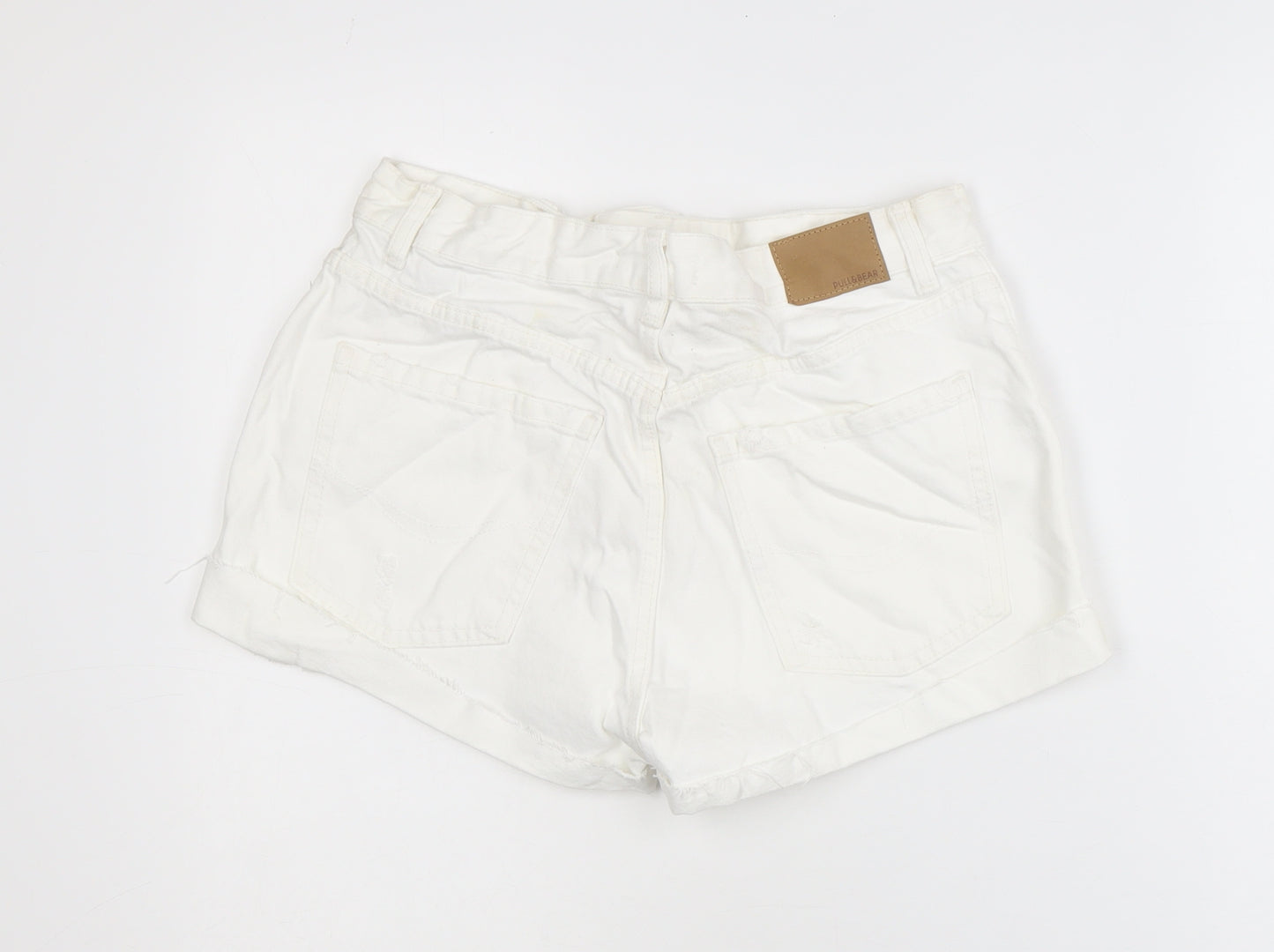 Pull&Bear Women White Denim Cut-Off Shorts Size 12