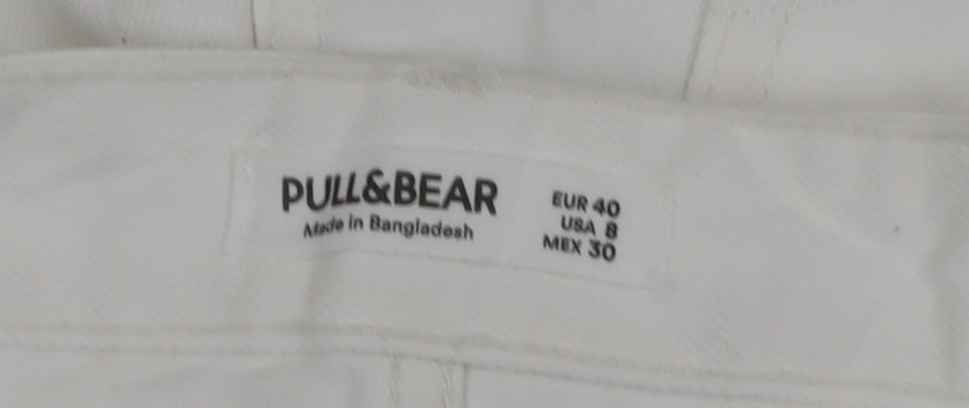 Pull&Bear Women White Denim Cut-Off Shorts Size 12
