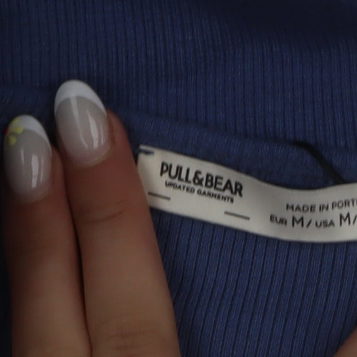 Pull & Bear Women Blue M Sleeveless Ruched Bodycon Mini Dress