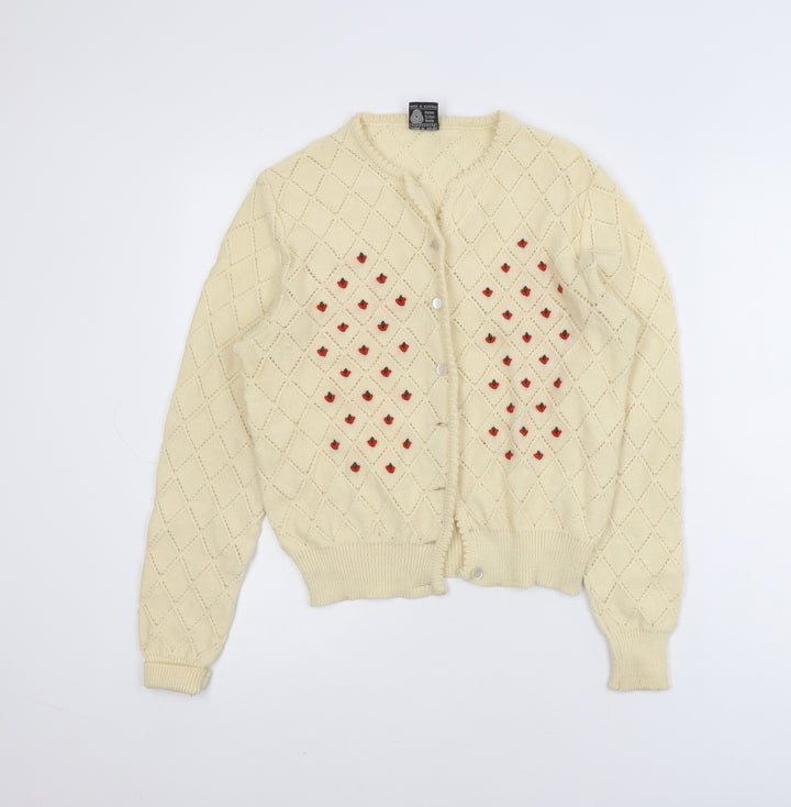 Giesswein Women's Ivory Wool Cardigan Size 16 Classic Knit