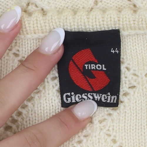 Giesswein Women's Ivory Wool Cardigan Size 16 Classic Knit