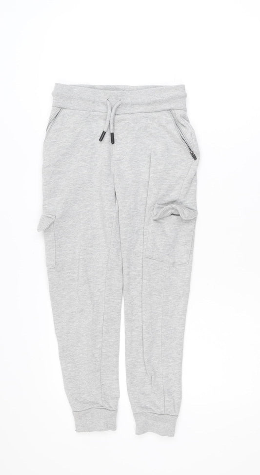 Primark Boys Grey Jogger Trousers 8-9 Years Regular Fit Elastic Waist