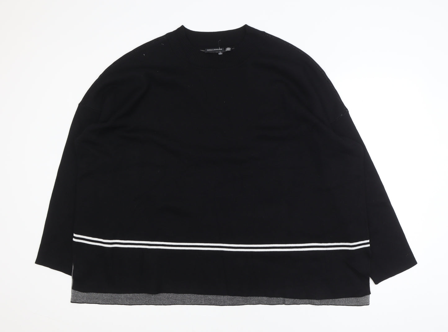 Nina Leonard Women's Black 4XL Crew Neck Long Sleeve Pullover Jumper