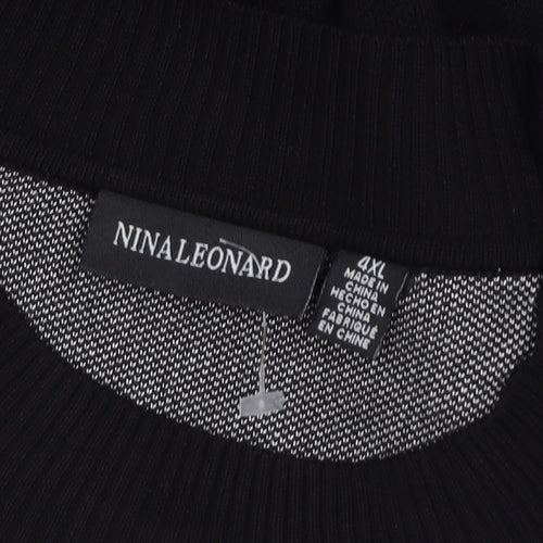 Nina Leonard Women's Black 4XL Crew Neck Long Sleeve Pullover Jumper