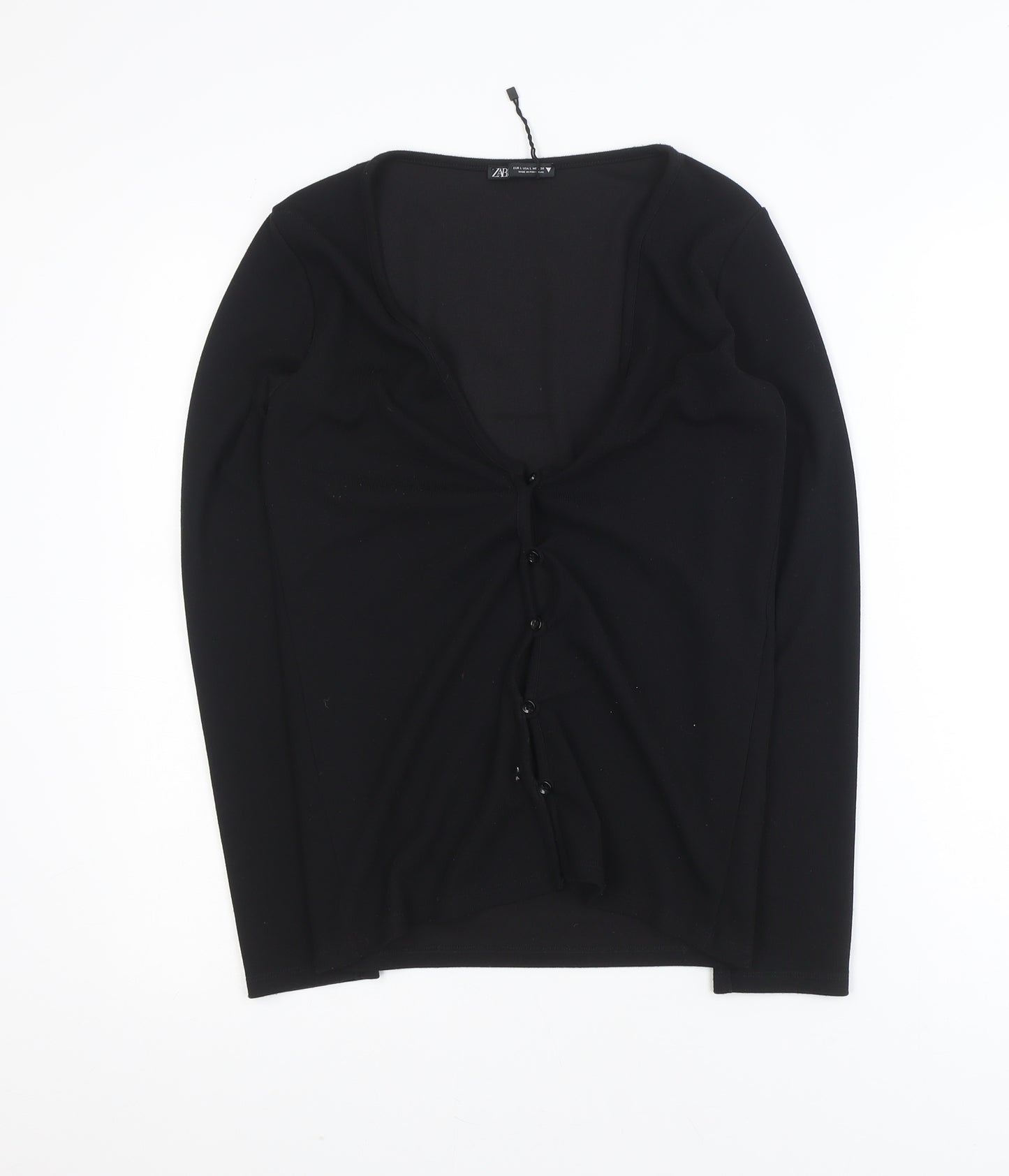 Zara Women's Black V-Neck Slim Fit Button Cardigan Size 14
