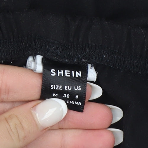 SHEIN Women Black M Ankle Leggings 90% Polyester Stretch
