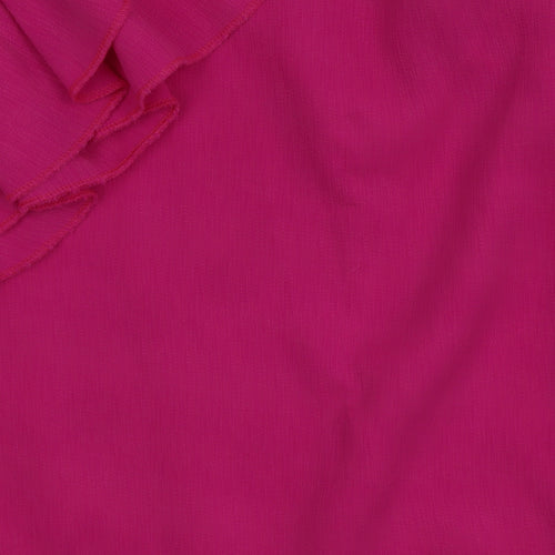 Maraislise Women's Pink Ruffle V-Neck Long Sleeve Blouse Size S