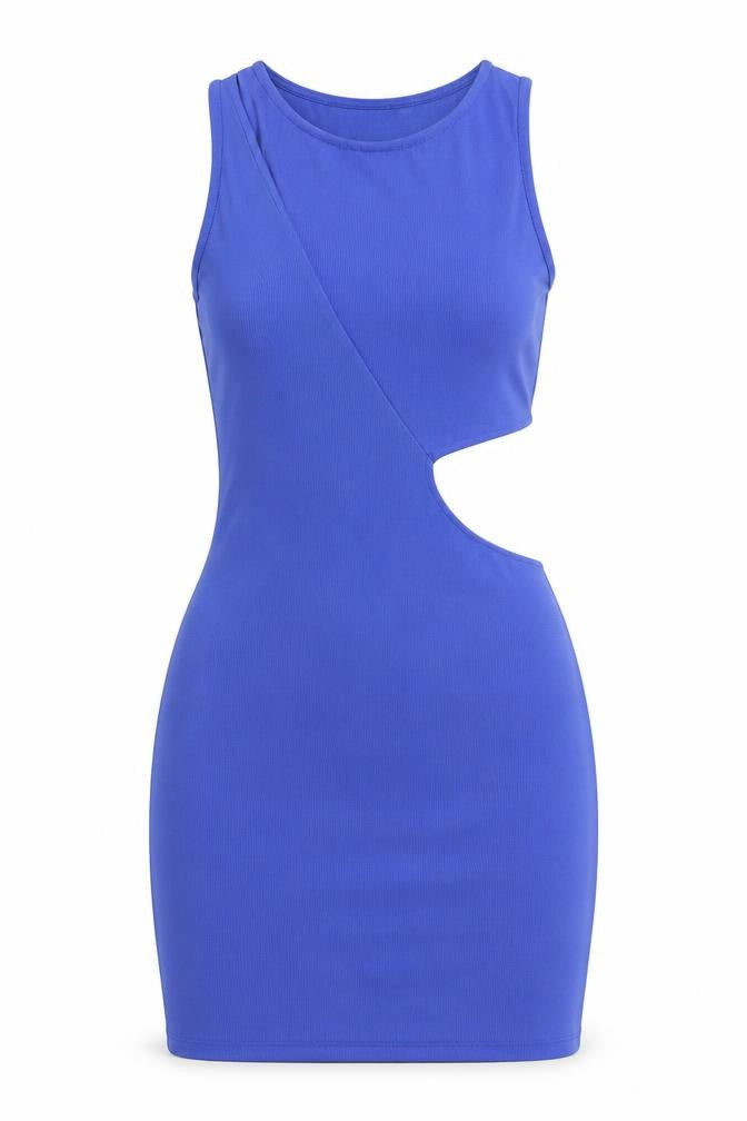 Pull&Bear Women Blue Bodycon Cut Out Sleeveless Dress Size 12