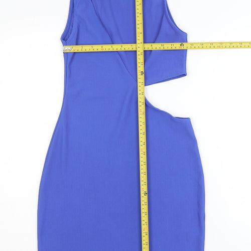 Pull & Bear Women Blue Bodycon Cut Out Sleeveless Dress Size 12