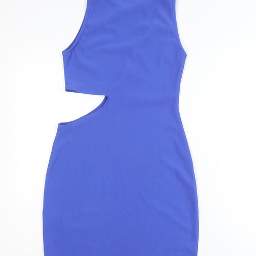 Pull & Bear Women Blue Bodycon Cut Out Sleeveless Dress Size 12