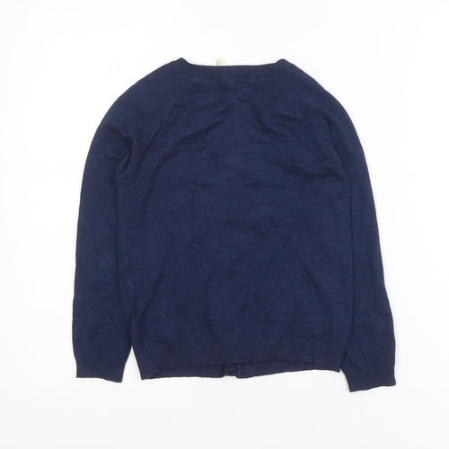Primark Girls Navy Blue Pearl Button Cardigan 7-8 Years Viscose Blend