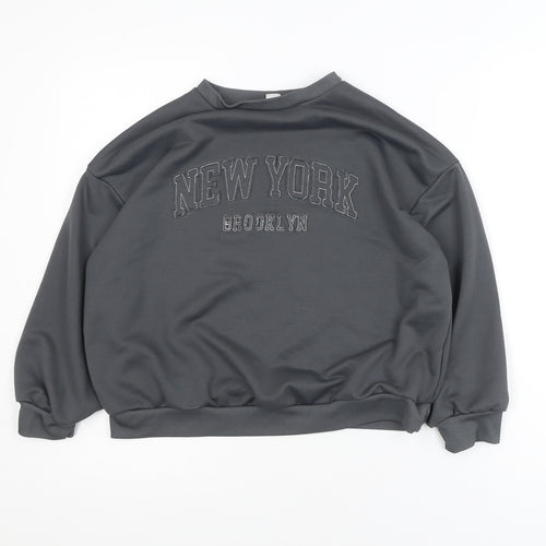 SUMWON Girls Grey New York Brooklyn Pullover Sweatshirt 12 Years