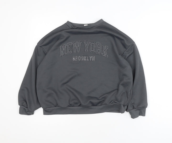 SUMWON Girls Grey New York Brooklyn Pullover Sweatshirt 12 Years