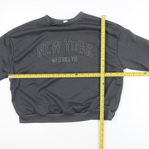 SUMWON Girls Grey New York Brooklyn Pullover Sweatshirt 12 Years