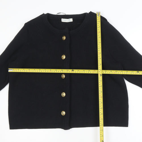 Primark Womens Black XL Crew Neck Knit Button Cardigan