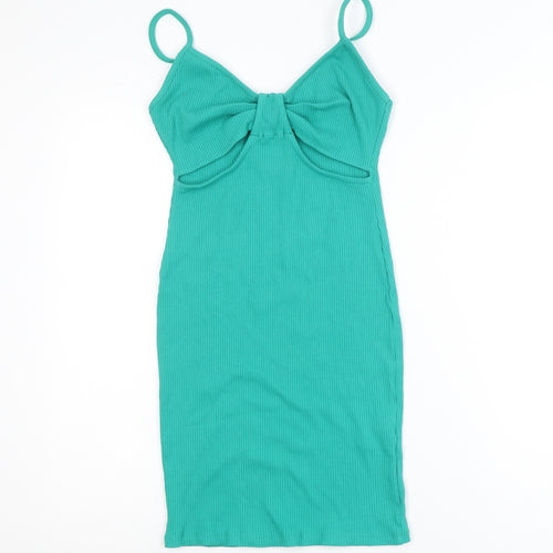 Primark Women Green Size 8 Bodycon Knit Sleeveless Dress